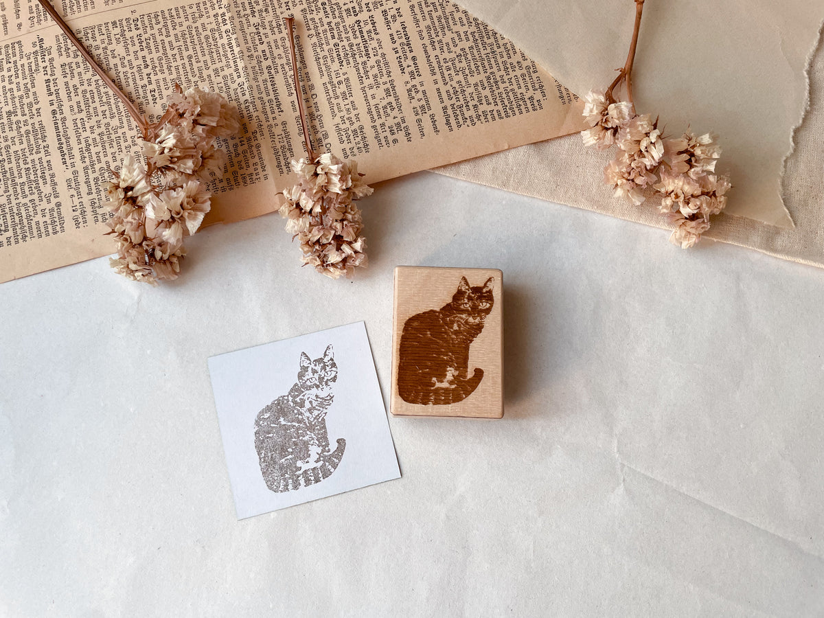 Holzstempel Katze