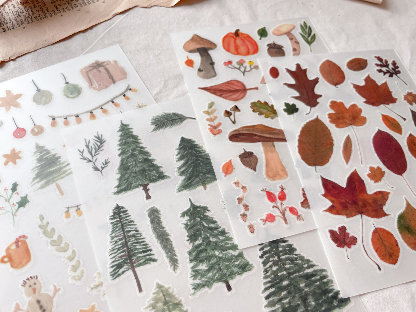 Print-on stickers, Christmas, rub-on, sticker sheet, stickers, winter - samesjournal
