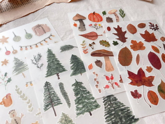 Print-on stickers, Christmas, rub-on, sticker sheet, stickers, winter - samesjournal