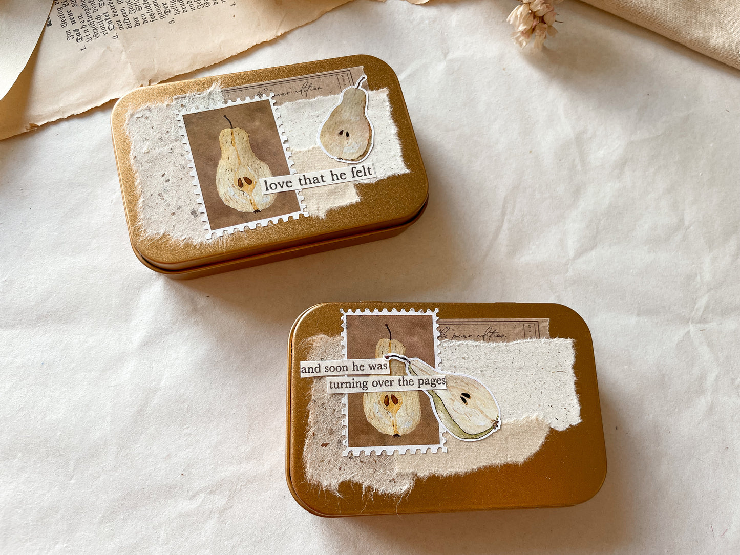 Birnen Sticker, Aufkleber, die-cut in dekorierter Box