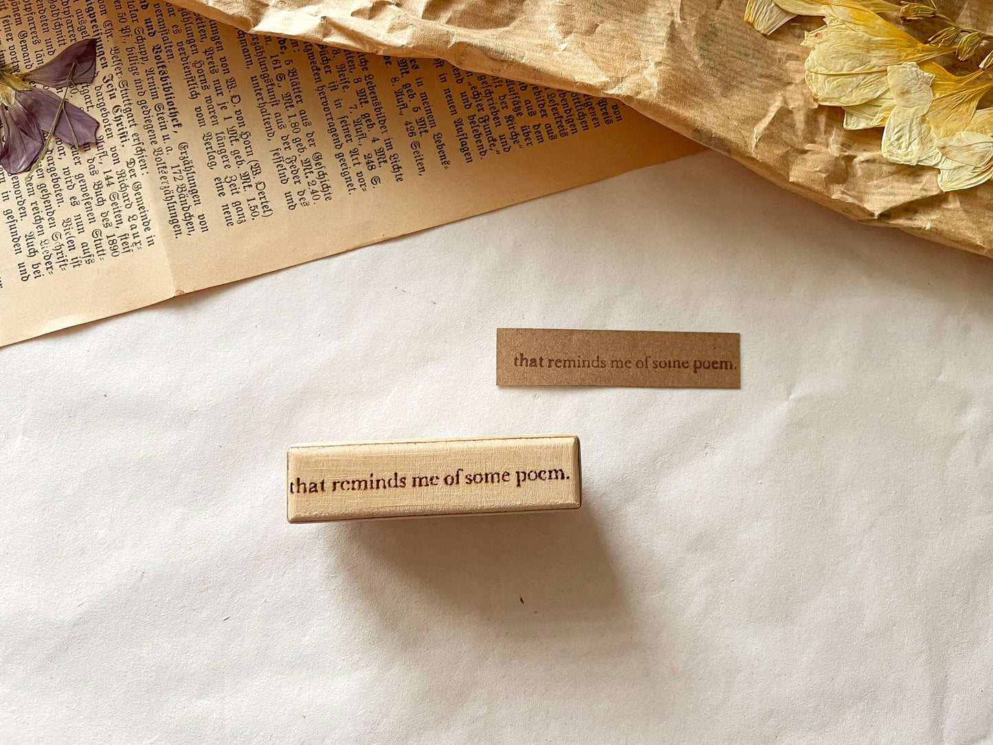 Holzstempel "that reminds me of some poem", Stempel, Laserstempel, samesjournal
