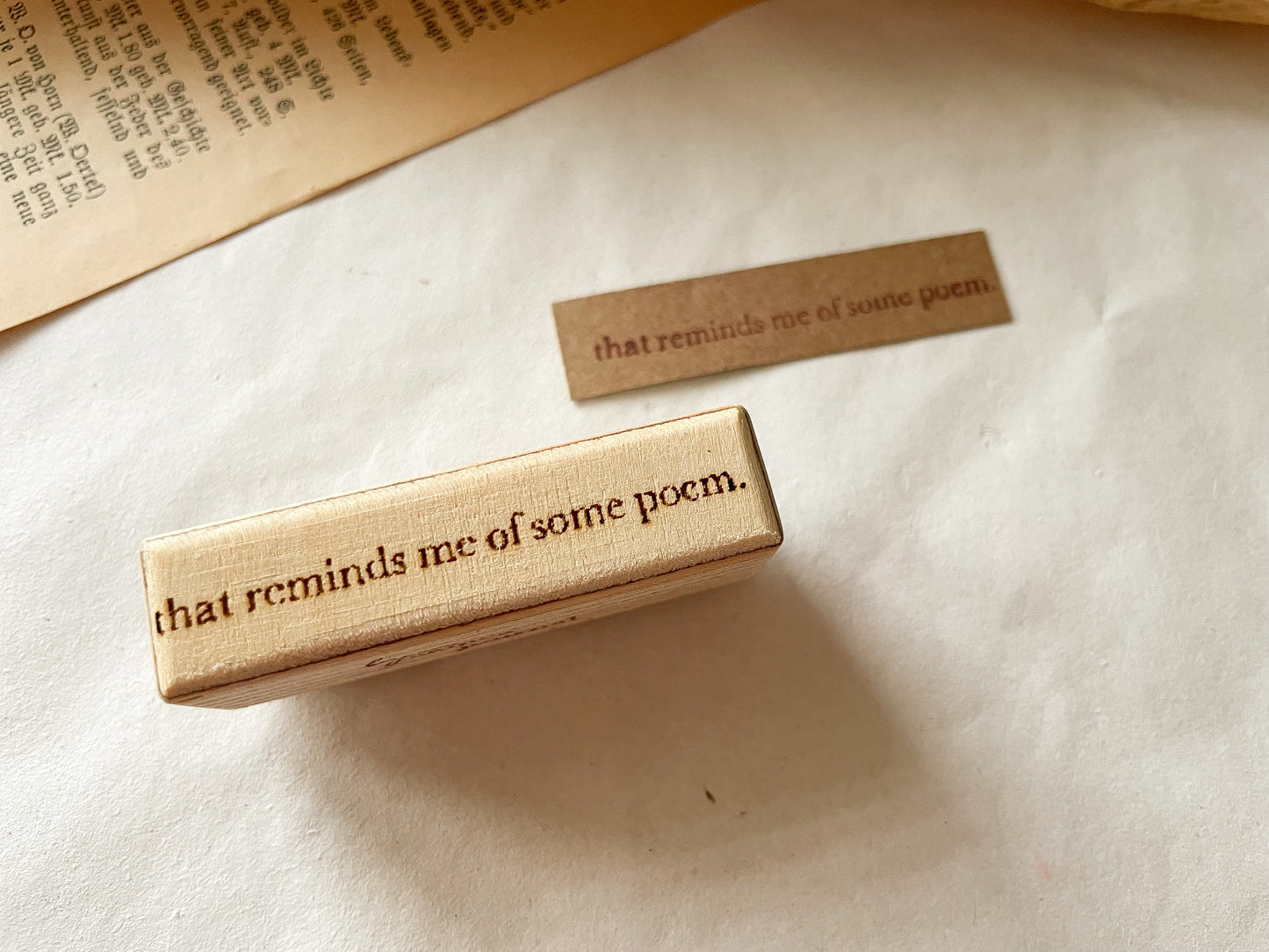Holzstempel "that reminds me of some poem", Stempel, Laserstempel, samesjournal