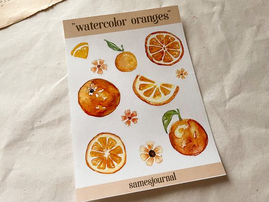 Orangen Aquarell Stickersheet