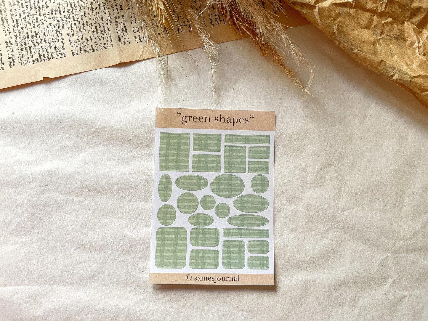 Stickersheet green shapes, kariert, Hintergund, simple, minimalistisch, Aufkleber, sommerlich -samesjournal