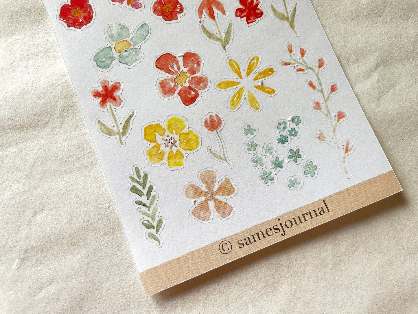 Stickersheet wild water colour flowers, Frühling, Blumen, Aufkleber, sommerlich -samesjournal