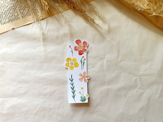 Marque-page fleurs, printemps, rouge, orange, accessoires de livre, estival -samesjournal