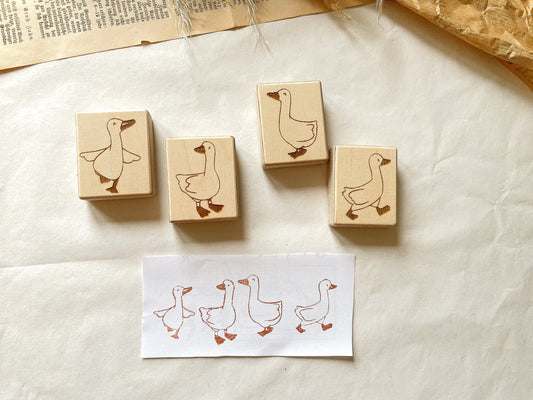 Wooden stamp geese, summer, stamp, animals, samesjournal