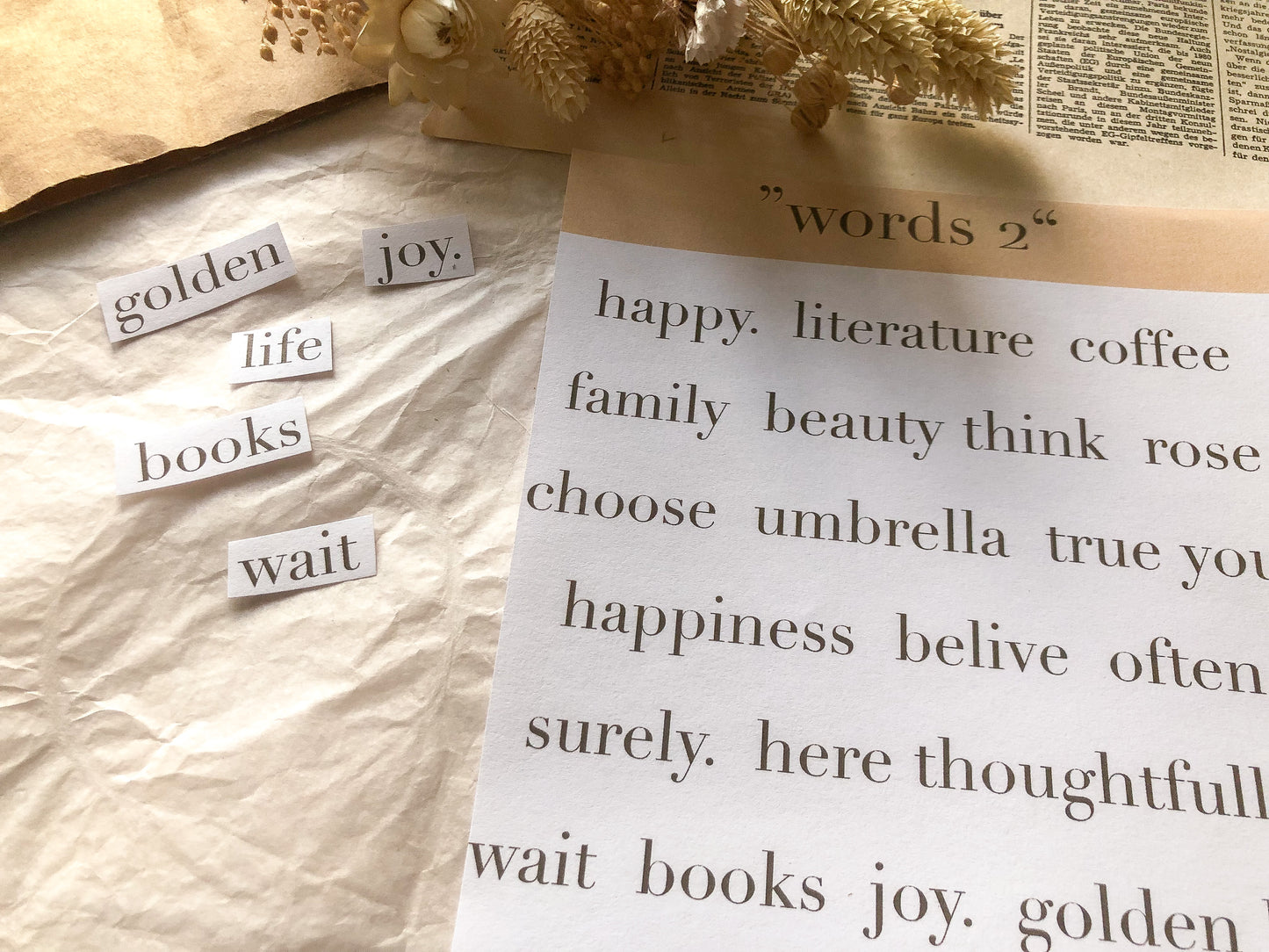II Printable mit Worten