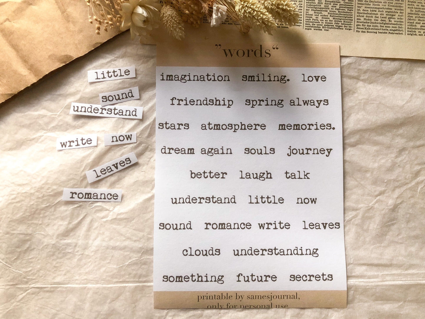 Printable mit Worten