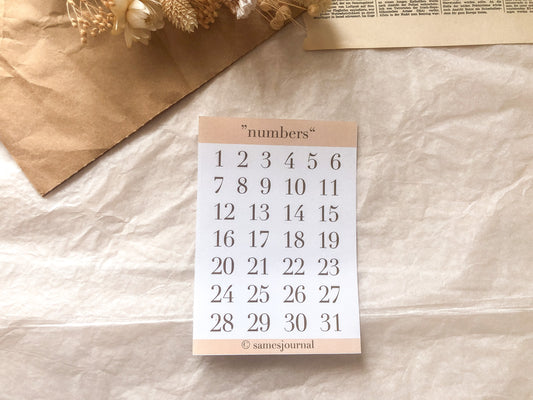 Numéros, feuille d'autocollants, autocollants, autocollants, date, numéros, journal - samesjournal