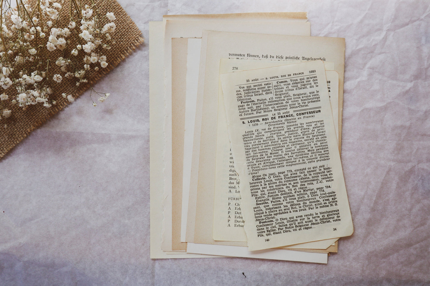 Vintage Buchseiten, 15 Stück, samesjournal