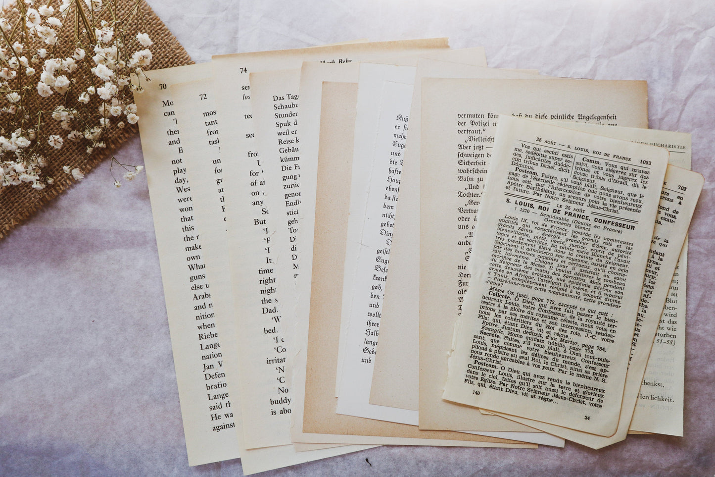 Vintage Buchseiten, 15 Stück, samesjournal
