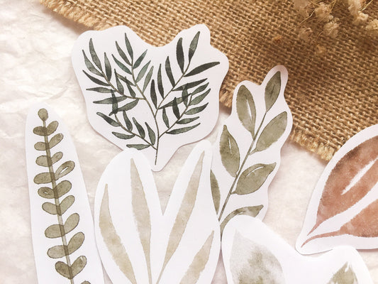 Plants die-cut stickers, plant stickers, watercolor stickers, stickers - samesjournal