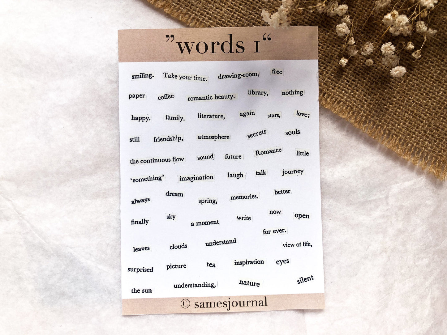 Words I, Stickersheet, Wörter und Sätze, Sticker, Aufkleber - samesjournal