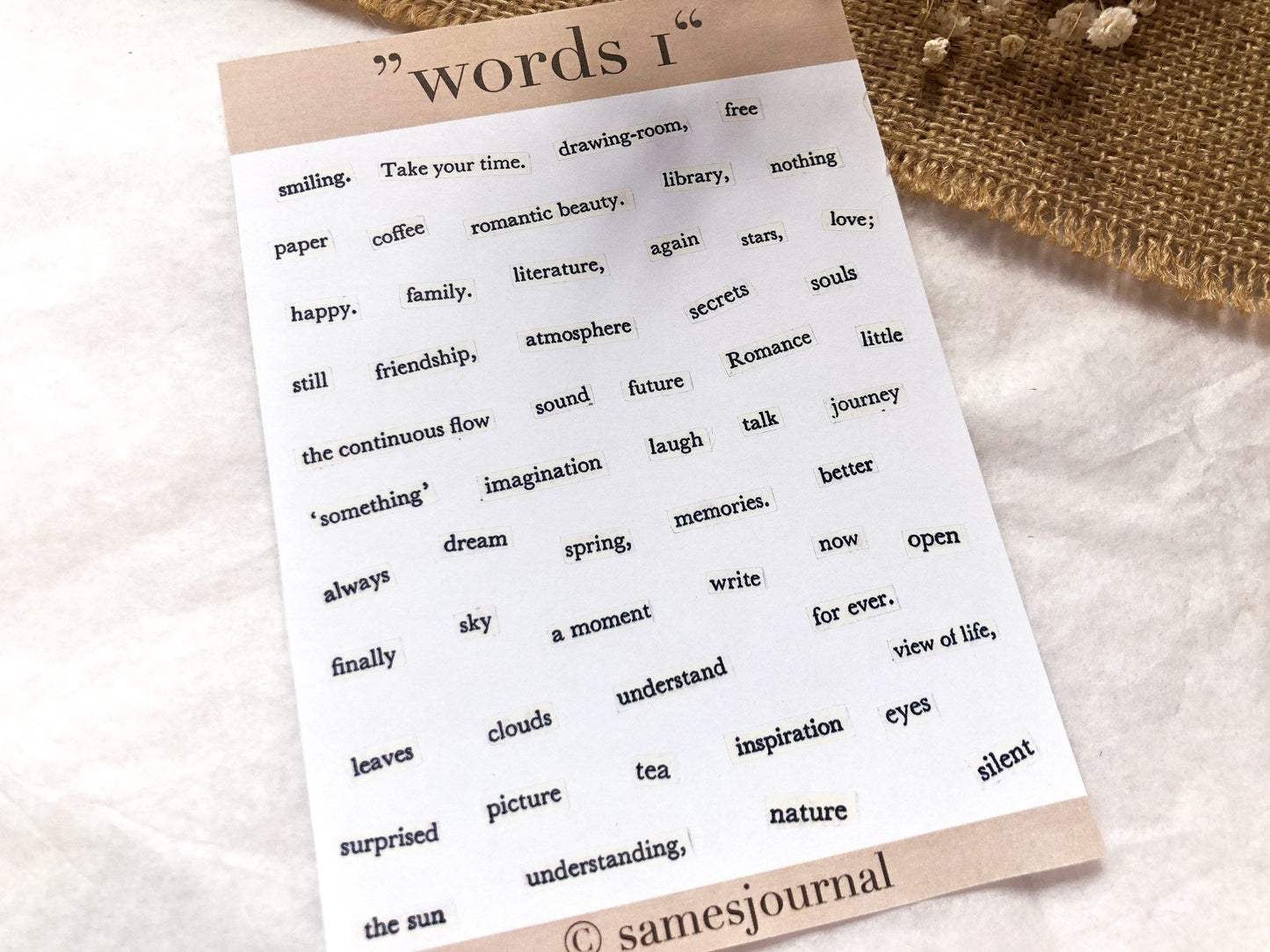 Words I, Stickersheet, Wörter und Sätze, Sticker, Aufkleber - samesjournal