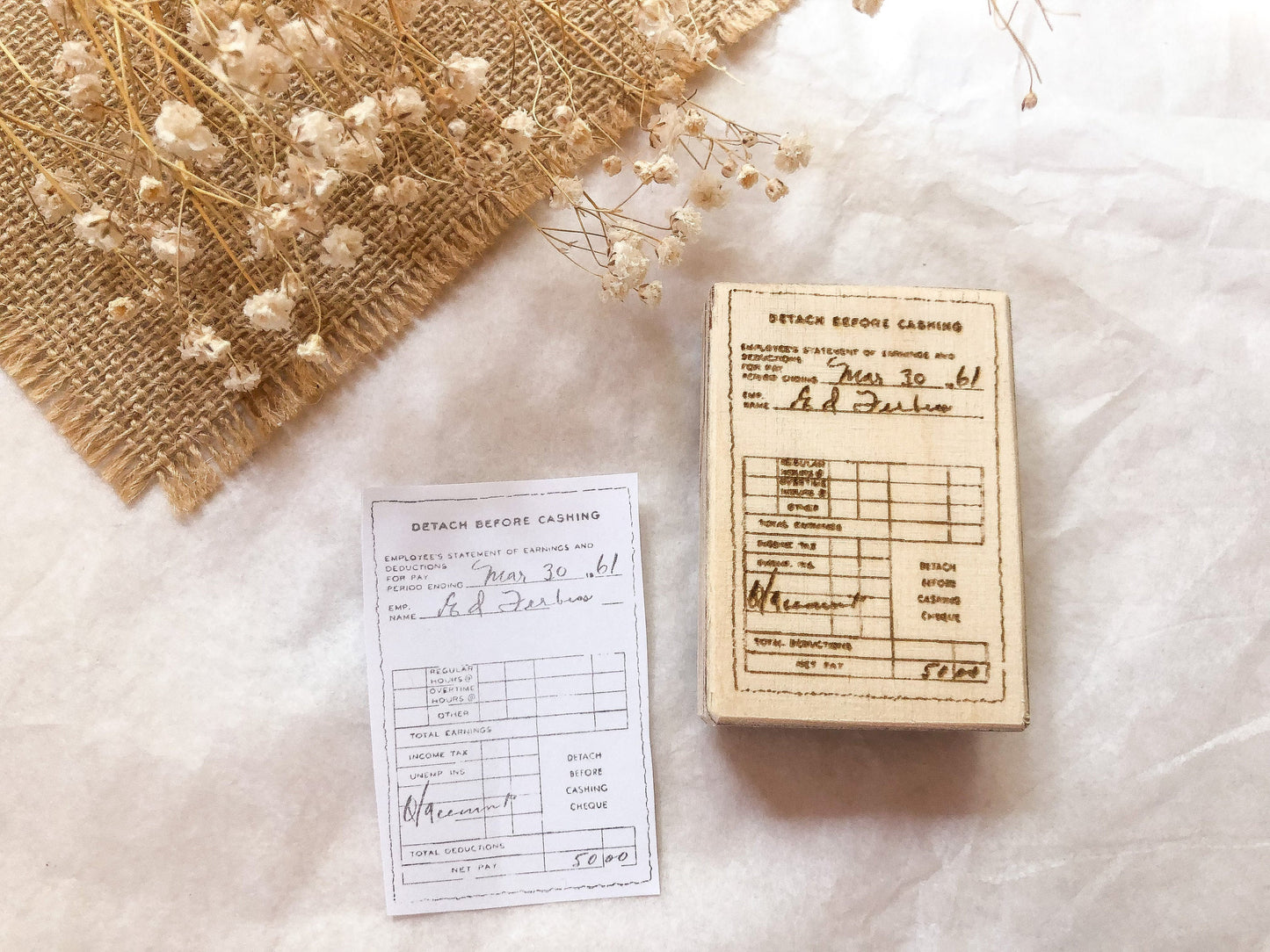 Holzstempel großer Zettel, Stempel, Laserstempel, samesjournal