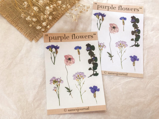 Autocollants de fleurs, violet, transparent, autocollants, fleurs, fleurs -samesjournal