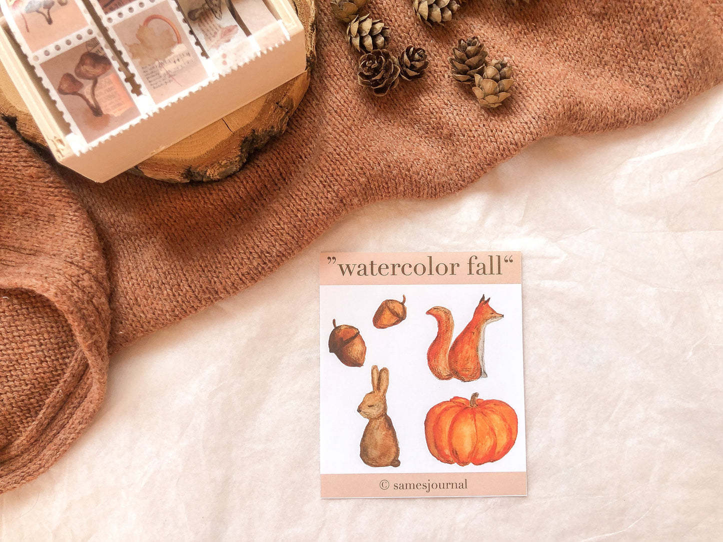 Aquarell Herbst Sticker, Aufkleber, Pilze, Blätter, Wald, Kürbis -samesjournal