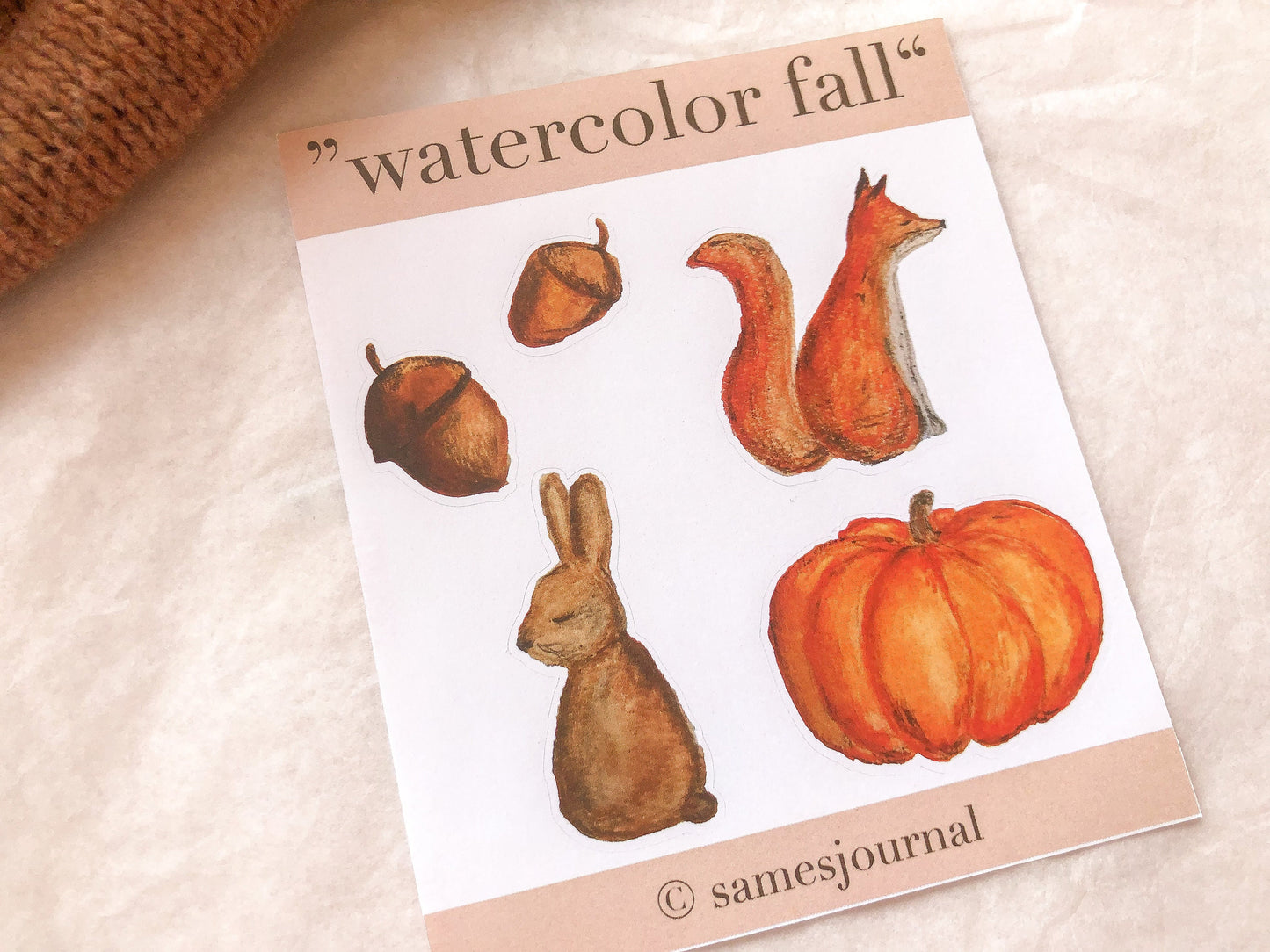 Aquarell Herbst Sticker, Aufkleber, Pilze, Blätter, Wald, Kürbis -samesjournal