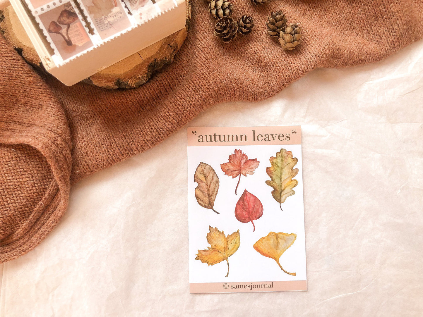 Herbstblätter Sticker, Aufkleber, Herbst, Pilze, Blätter, Wald, Aquarell -samesjournal