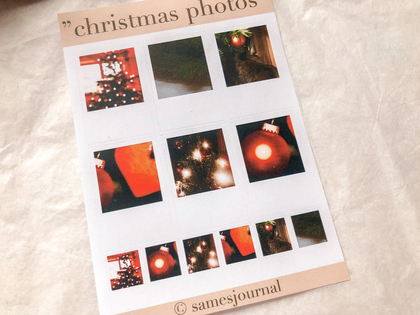 Weihnachten Foto Sticker, Aufkleber, Tannenbaum, Kugeln, Winter -samesjournal