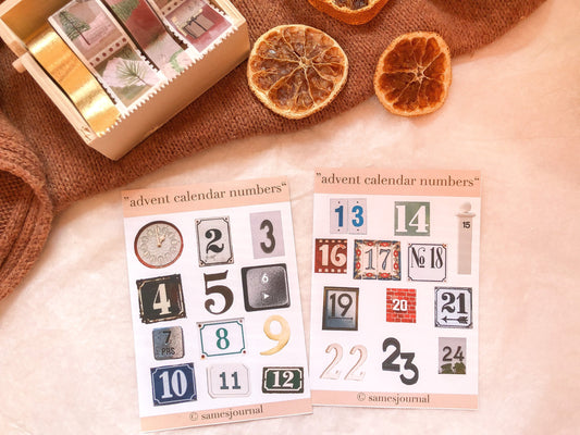 Calendrier de l'Avent V : Chiffres, Feuille d'autocollants, Autocollants, Autocollants - samesjournal