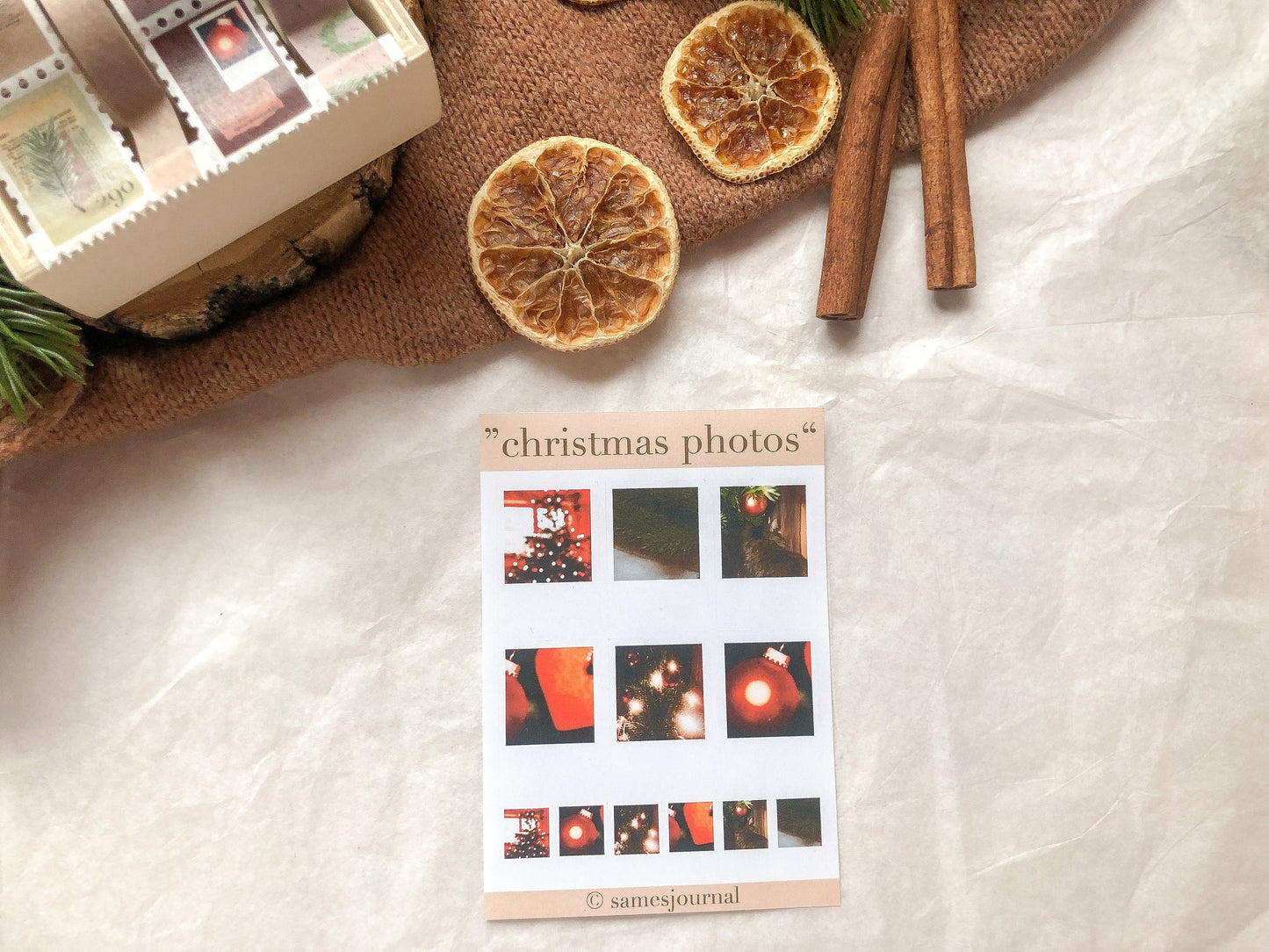 Weihnachten Foto Sticker, Aufkleber, Tannenbaum, Kugeln, Winter -samesjournal