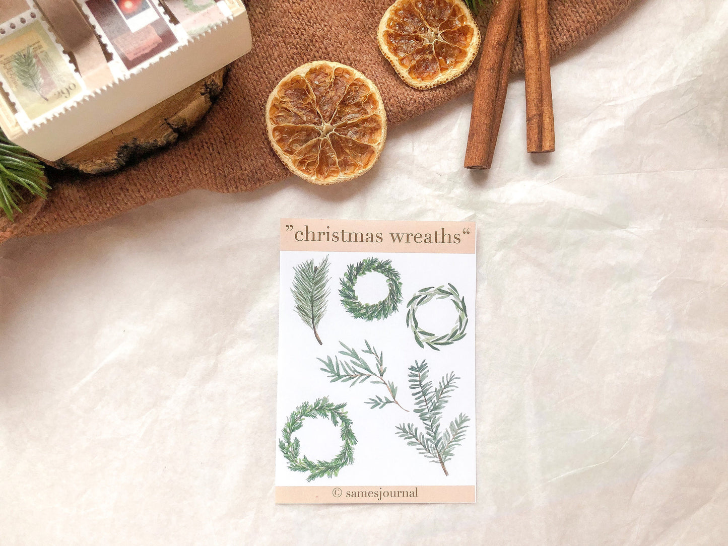 Weihnachtskränze Sticker, Aufkleber, Tannenbaum, Weihnachten, Winter -samesjournal