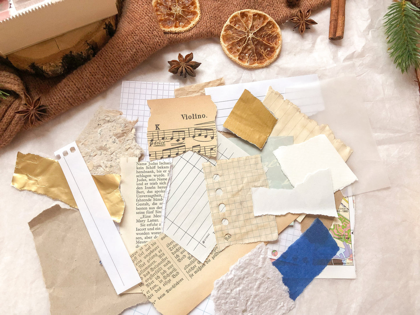 Paper scraps set, Papier Stücke, verschiedene Papiere, 25, samesjournal