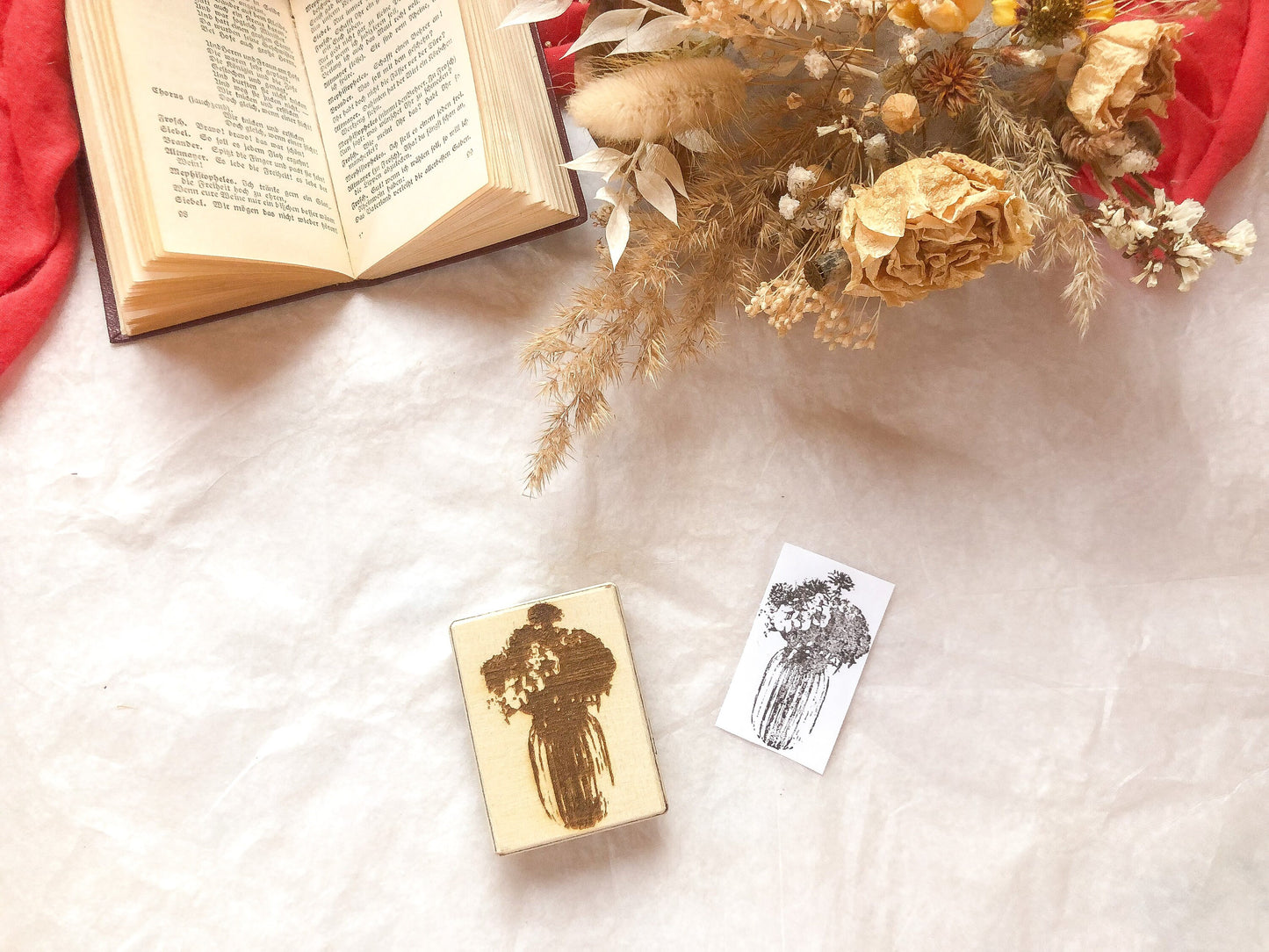 Holzstempel Frühling, Vase, Blumenstrauß, Stempel, Laserstempel, samesjournal