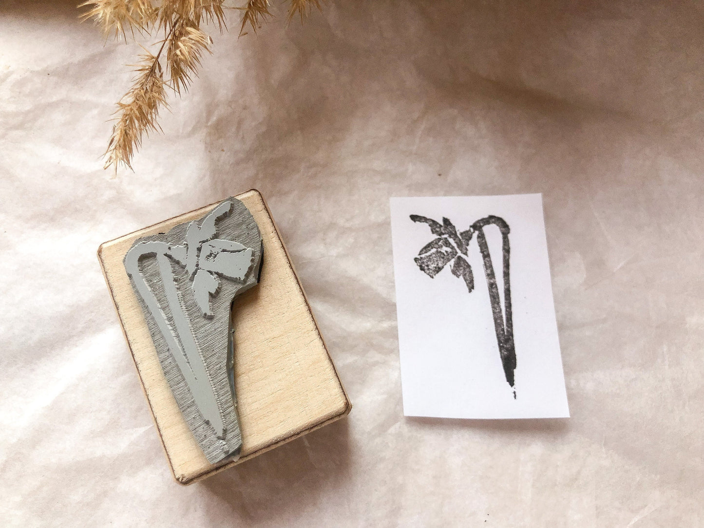 Holzstempel Frühling, Osterglocke, Narzisse, Stempel, Laserstempel, samesjournal