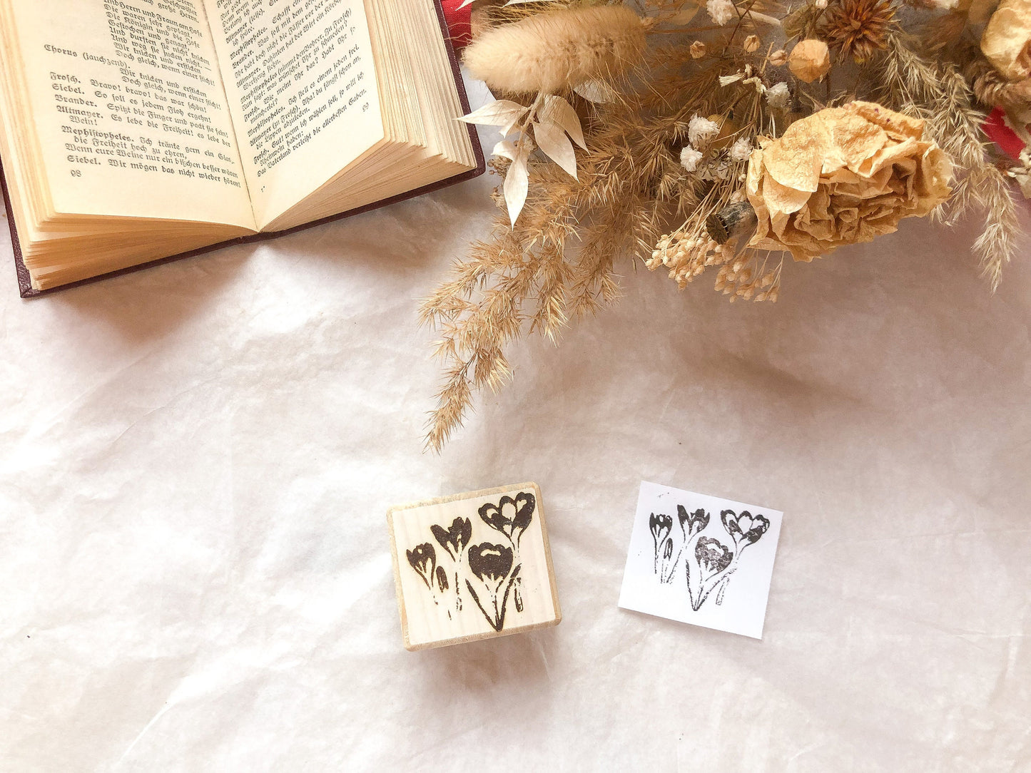 Holzstempel Frühling, Krokusse, Blumen, Stempel, Laserstempel, samesjournal