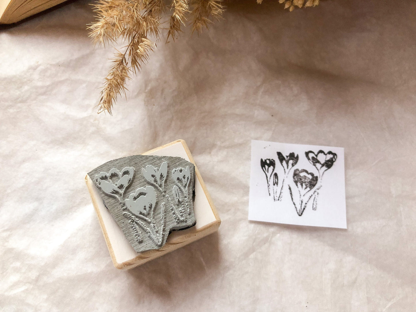 Holzstempel Frühling, Krokusse, Blumen, Stempel, Laserstempel, samesjournal