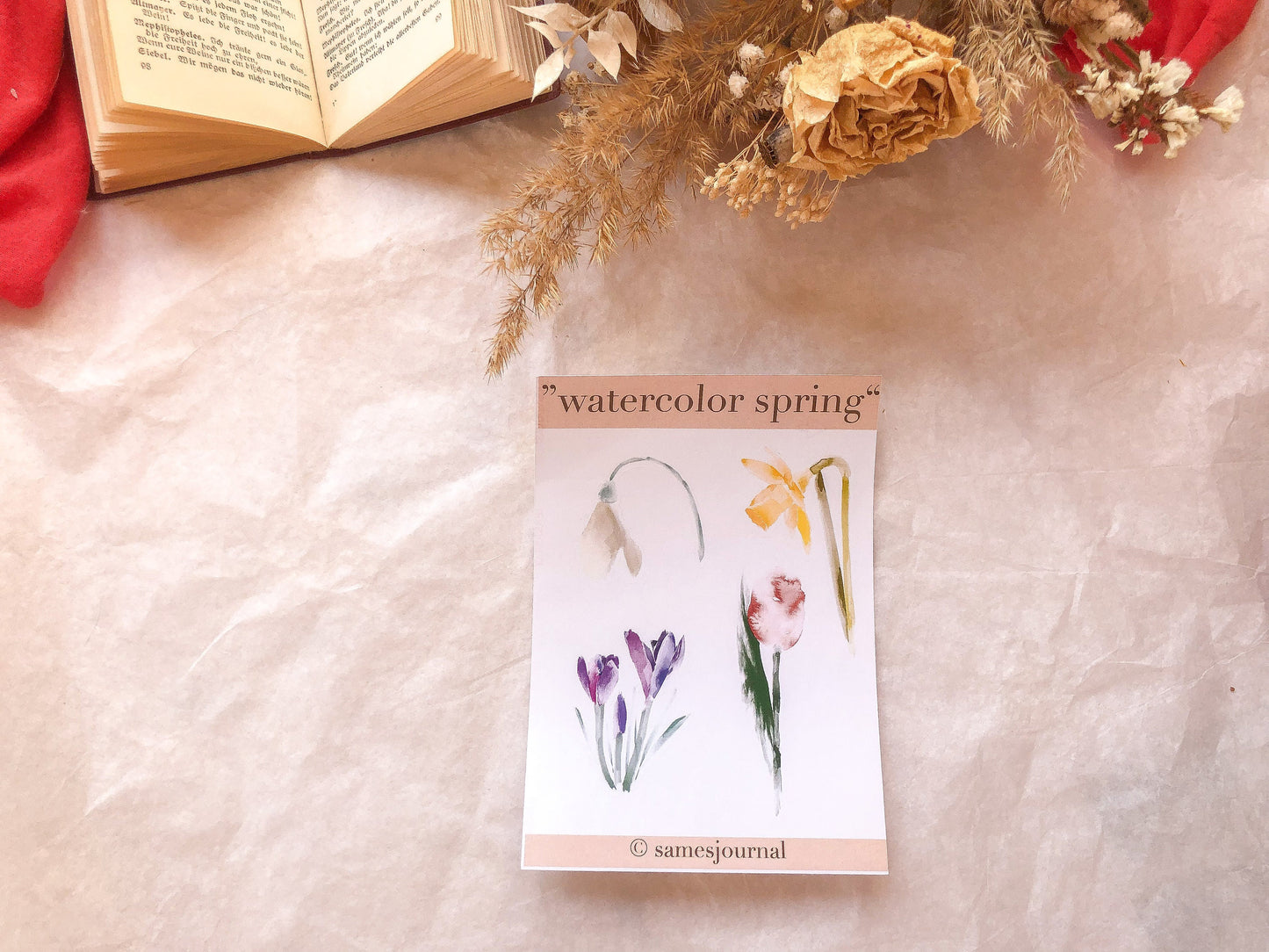 Aquarell Frühlingsblume, Blüten, Frühling, Stickersheet, Sticker, Aufkleber, Narzisse, Tulpe - samesjournal