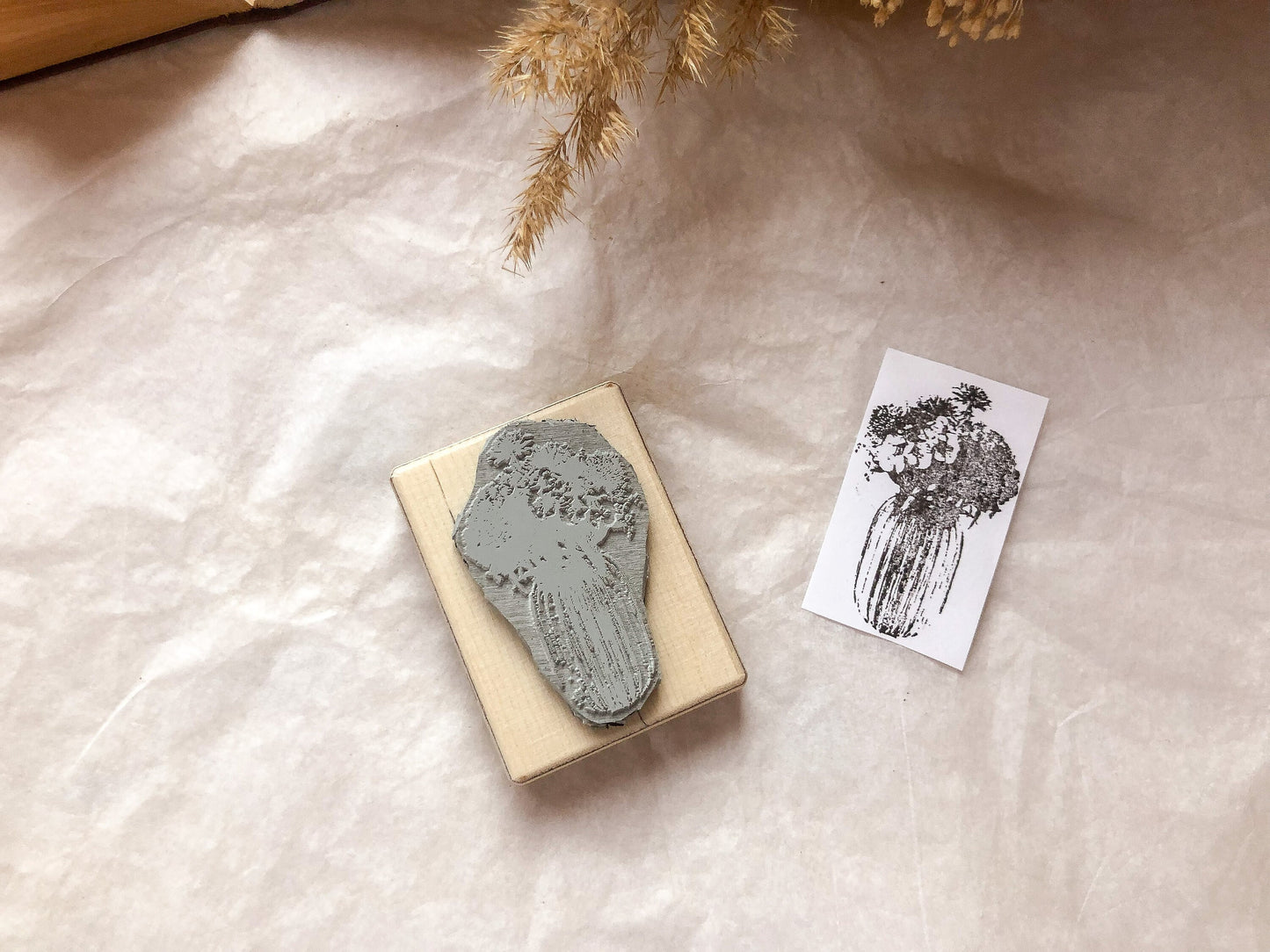 Holzstempel Frühling, Vase, Blumenstrauß, Stempel, Laserstempel, samesjournal
