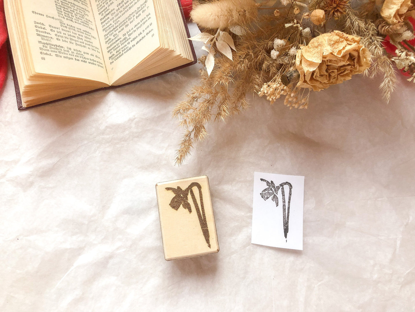 Holzstempel Frühling, Osterglocke, Narzisse, Stempel, Laserstempel, samesjournal