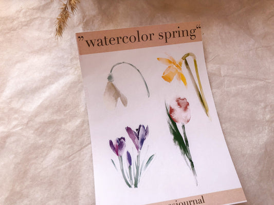 Aquarelle, fleur de printemps, fleurs, printemps, feuille d'autocollants, autocollants, jonquille, tulipe - samesjournal