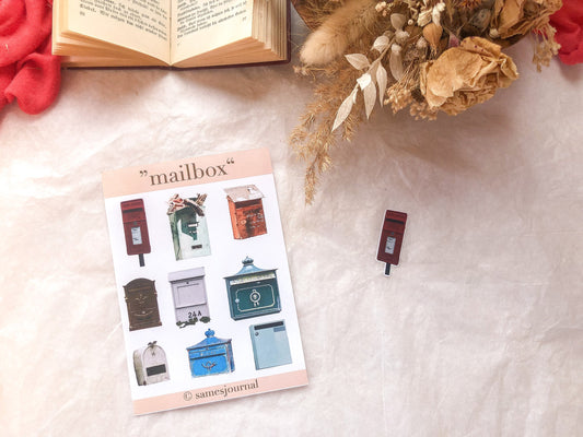 Mailboxes, sticker sheet, stickers, letters, mailbox, stamp - samesjournal