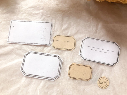 Échantillons de tampons, tampon en bois, estampillé, étiquette, samesjournal