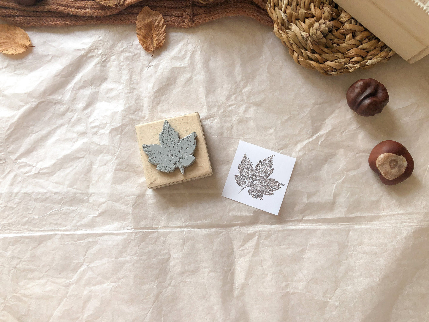 VI Holzstempel Herbstblatt, Herbst, Stempel, Laserstempel, samesjournal