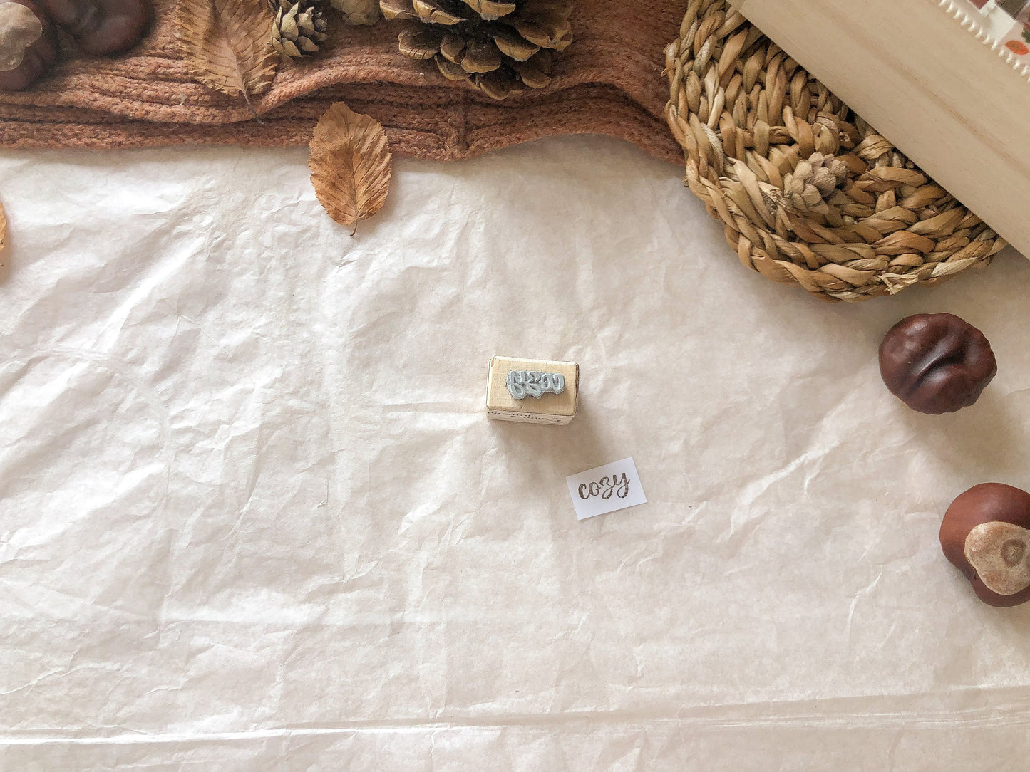 Holzstempel cozy, Herbst, Stempel, Laserstempel, samesjournal