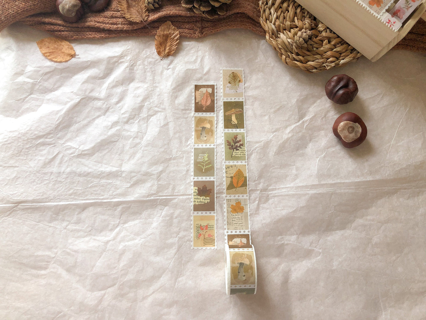 Herbst Stamp Washi Tape, Klebeband, Washis, Briefmarken Washi,Pilze - samesjournal