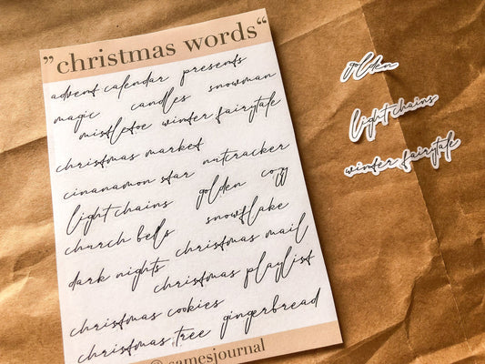 Christmas Words Stickers, Stickers, Winter -samesjournal