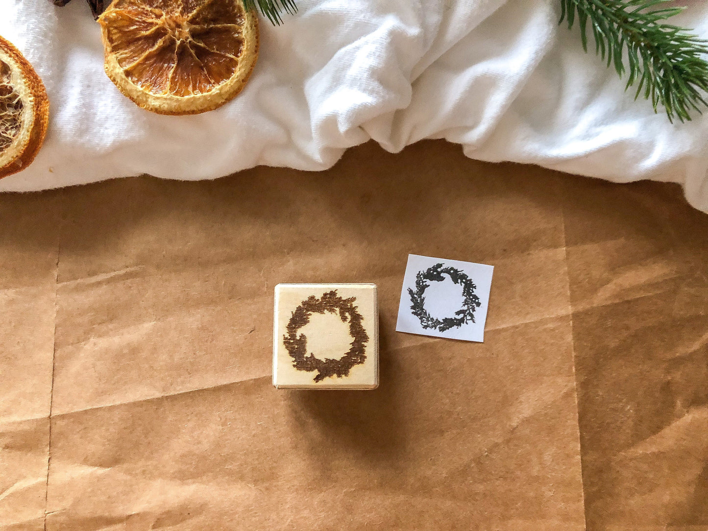 Holzstempel Kranz, Weihnachten, Winter, Stempel, Laserstempel, samesjournal