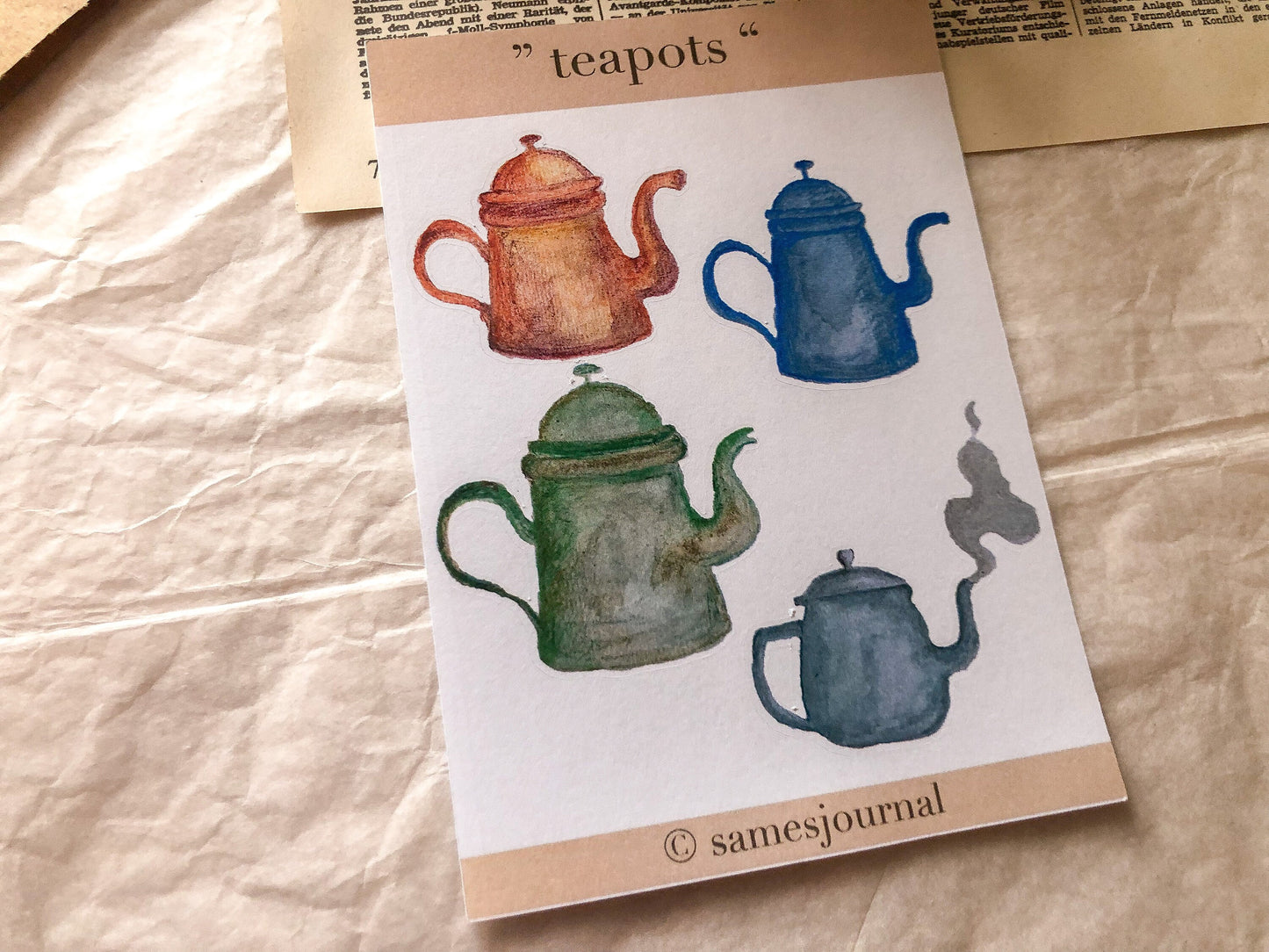 Teekannen Sticker, Kaffee, vintage Aufkleber -samesjournal