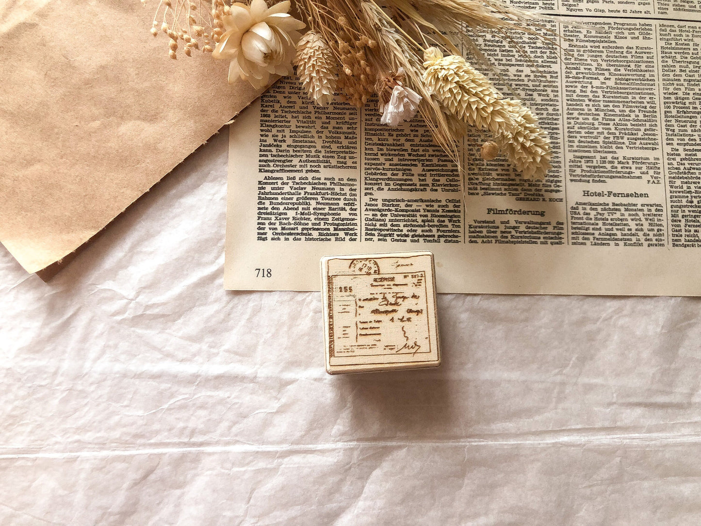 Holzstempel Zettel, vintage, Stempel, Laserstempel, samesjournal