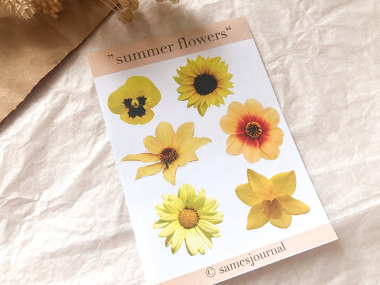 Autocollants de fleurs d'été, autocollants, fleurs, jaune - samesjournal