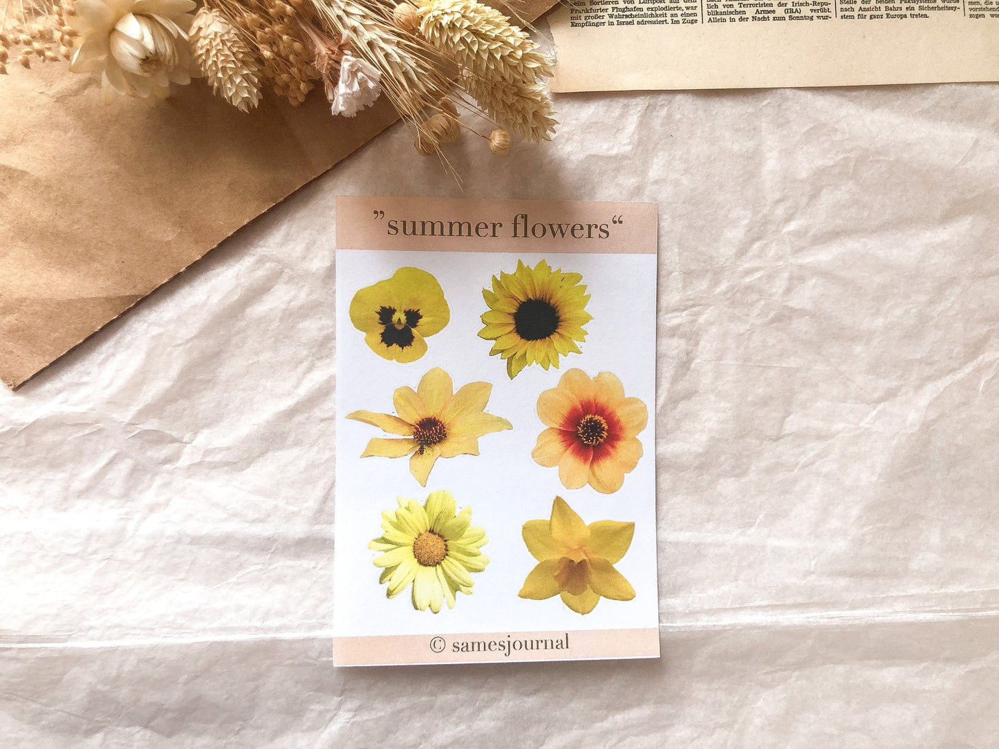 Sommer Blumen Sticker, Aufkleber, Blüten, gelb -samesjournal