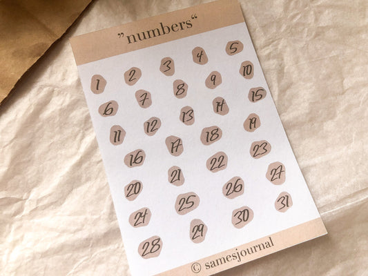 Numéros, feuille d'autocollants, autocollants, autocollants, date, numéros, journal - samesjournal