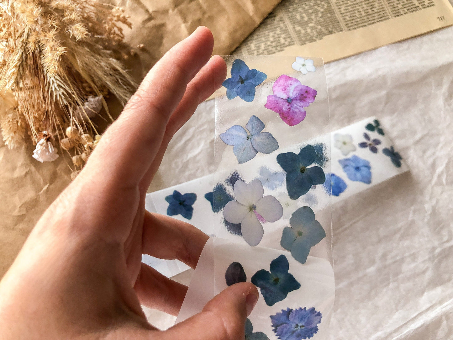 Hortensien PET Tape, Klebeband, Washis, Papier Washi, durchsichtig - samesjournal